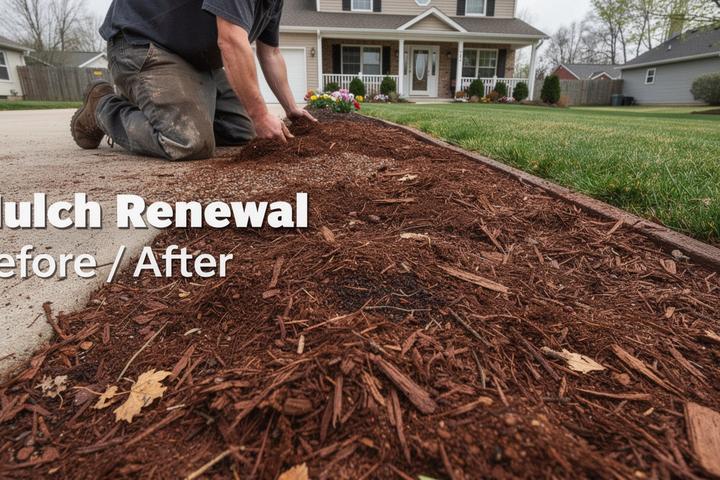 Before and after mulch renewal thumbnail